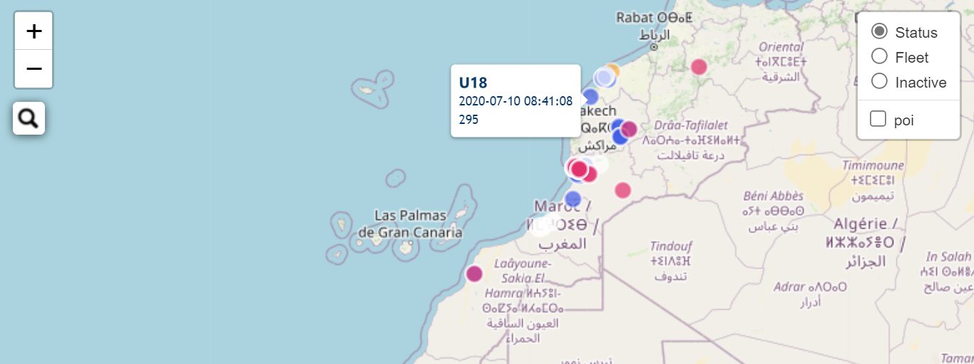 Figure 1: Spatial map from the fleet tracking app